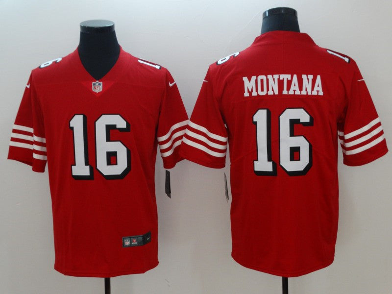 Men’s San Francisco 49ers #16 Joe Montana Nike Red Vapor Untouchable Color Rush Limited Player Jersey