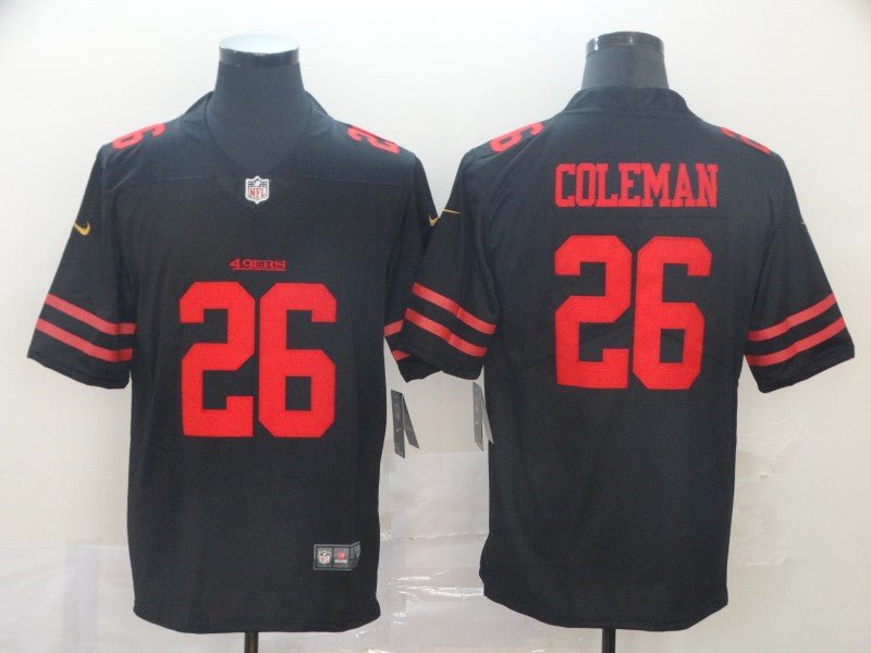 Men’s San Francisco 49ers #26 Tevin Coleman Nike Black Alternate Vapor Limited Player Jersey
