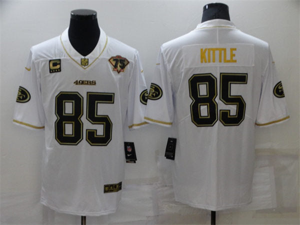 Men’s San Francisco 49ers #85 George Kittle Nike White Gold Retro Football Jersey
