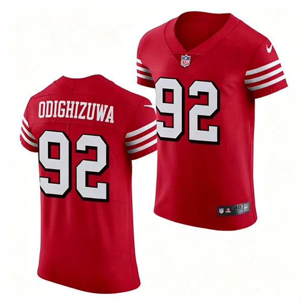 Mens San Francisco 49ers #92 Osa Odighizuwa Nike Scarlet Alternate F.U.S.E. Vapor Limited Jersey
