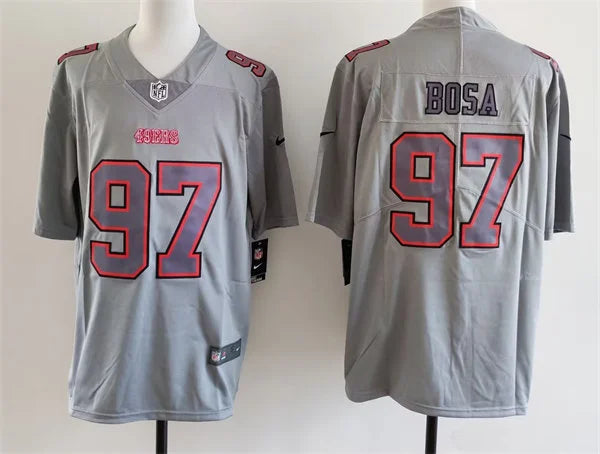 Mens San Francisco 49ers #97 Nick Bosa Nike Atmosphere Fashion Game Jersey – Gray
