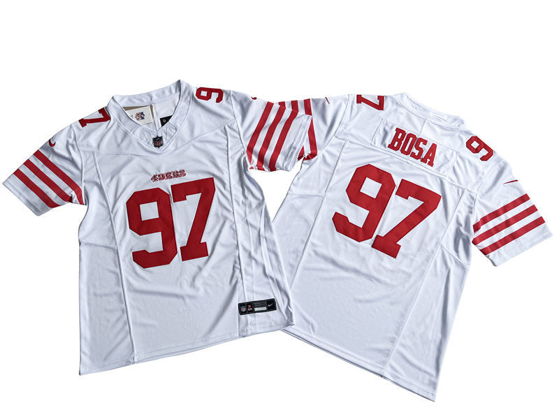 Men’s San Francisco 49ers #97 Nick Bosa Nike Home White F.U.S.E. Vapor Limited Jersey