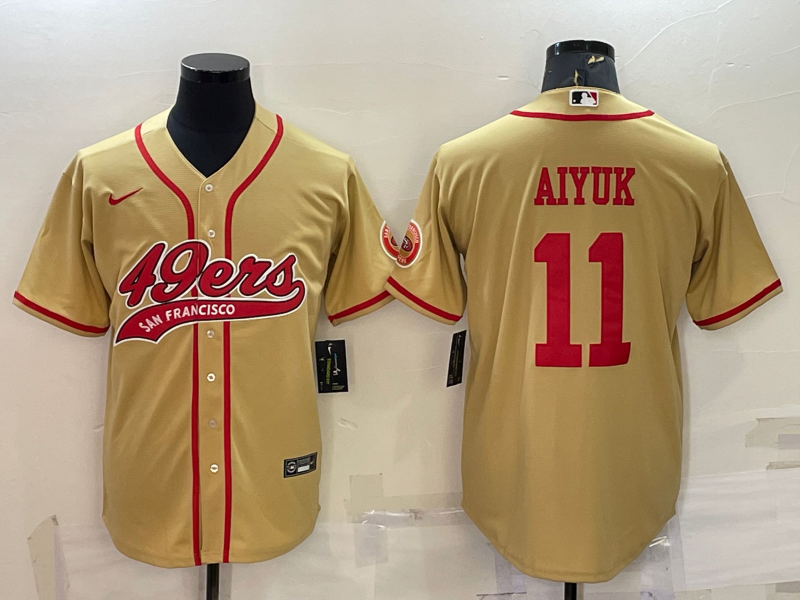 Men’s San Francisco 49ers Brandon Aiyuk #11 Gold Jersey Joint Edition