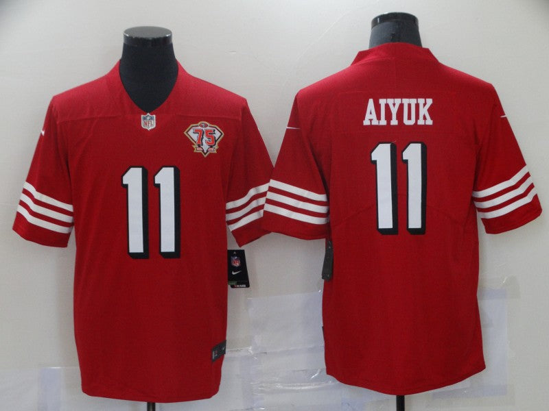 Men’s San Francisco 49ers Brandon Aiyuk #11 Red 75th Anniversary Jersey