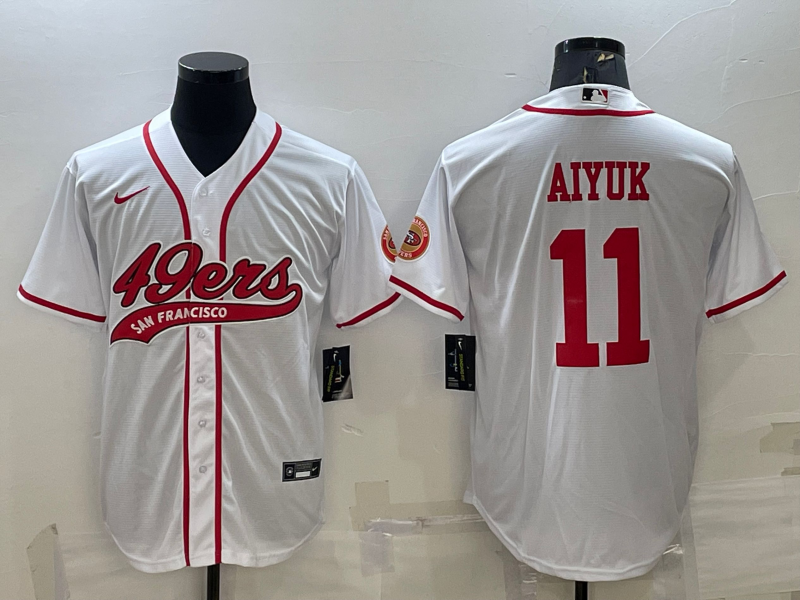 Men’s San Francisco 49ers Brandon Aiyuk #11 White Jersey Joint Edition