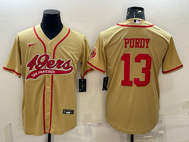 Men’s San Francisco 49ers Brock Purdy #13 Gold Jersey Joint Edition