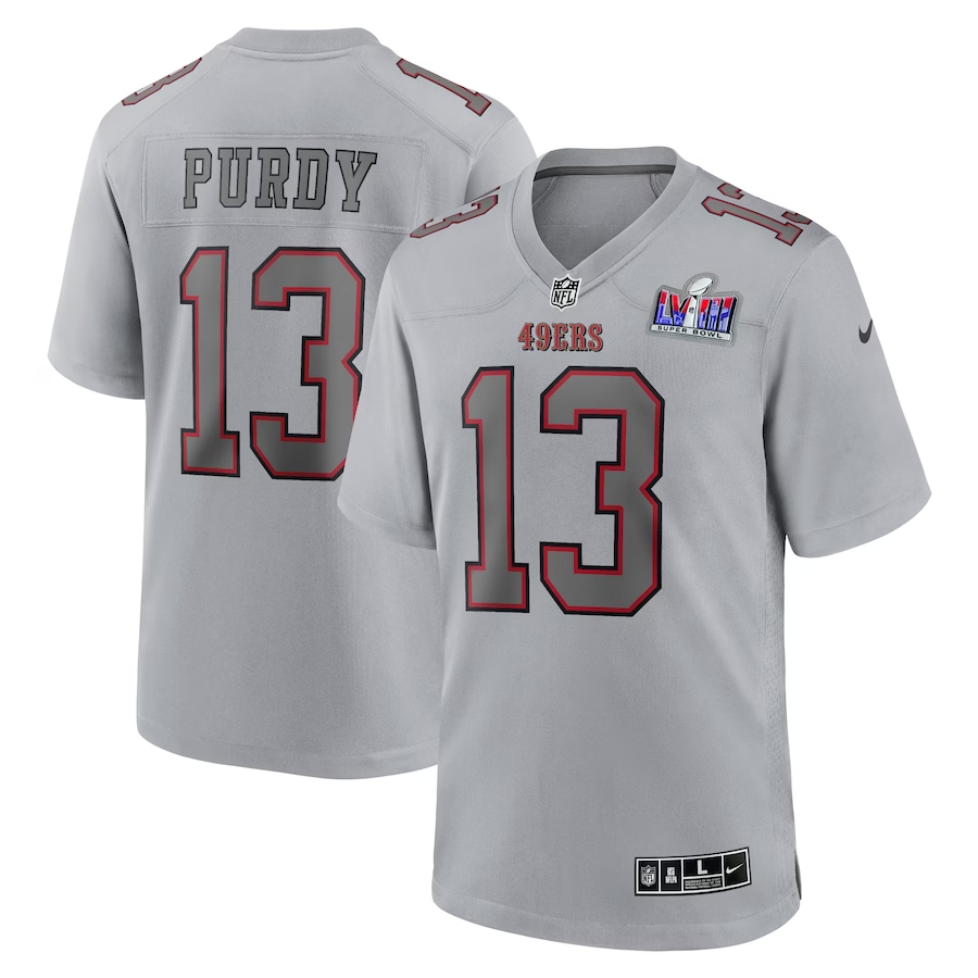 Men’s San Francisco 49ers Brock Purdy #13 Gray Super Bowl LVIII Atmosphere Jersey