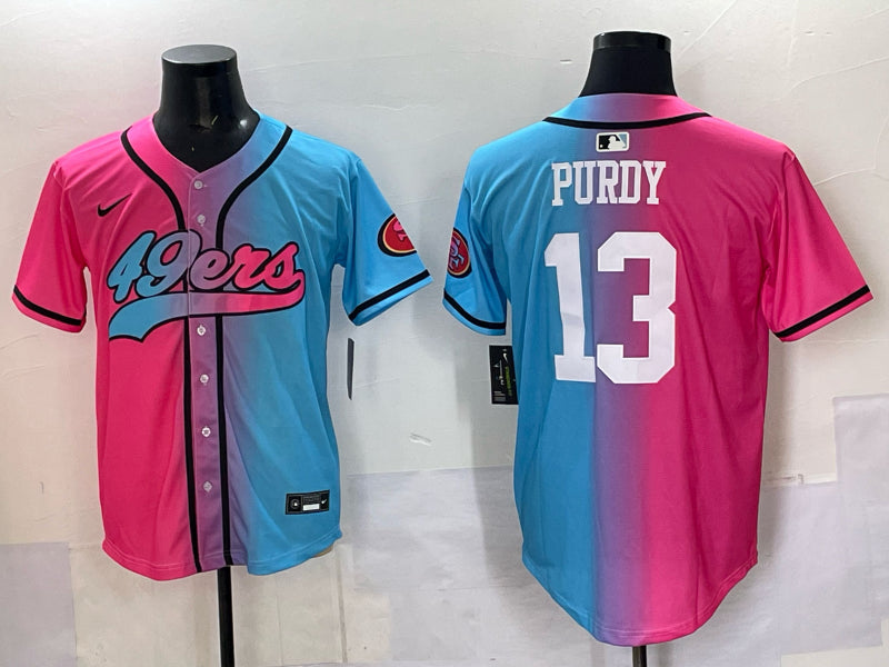 Men’s San Francisco 49ers Brock Purdy #13 Pink/Blue Jersey