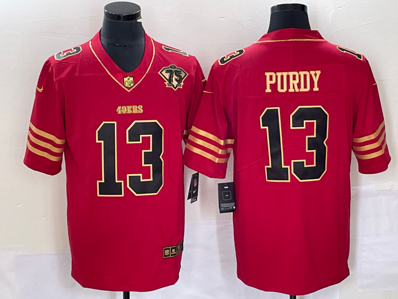 Men’s San Francisco 49ers Brock Purdy #13 Red 75th Anniversary Jersey