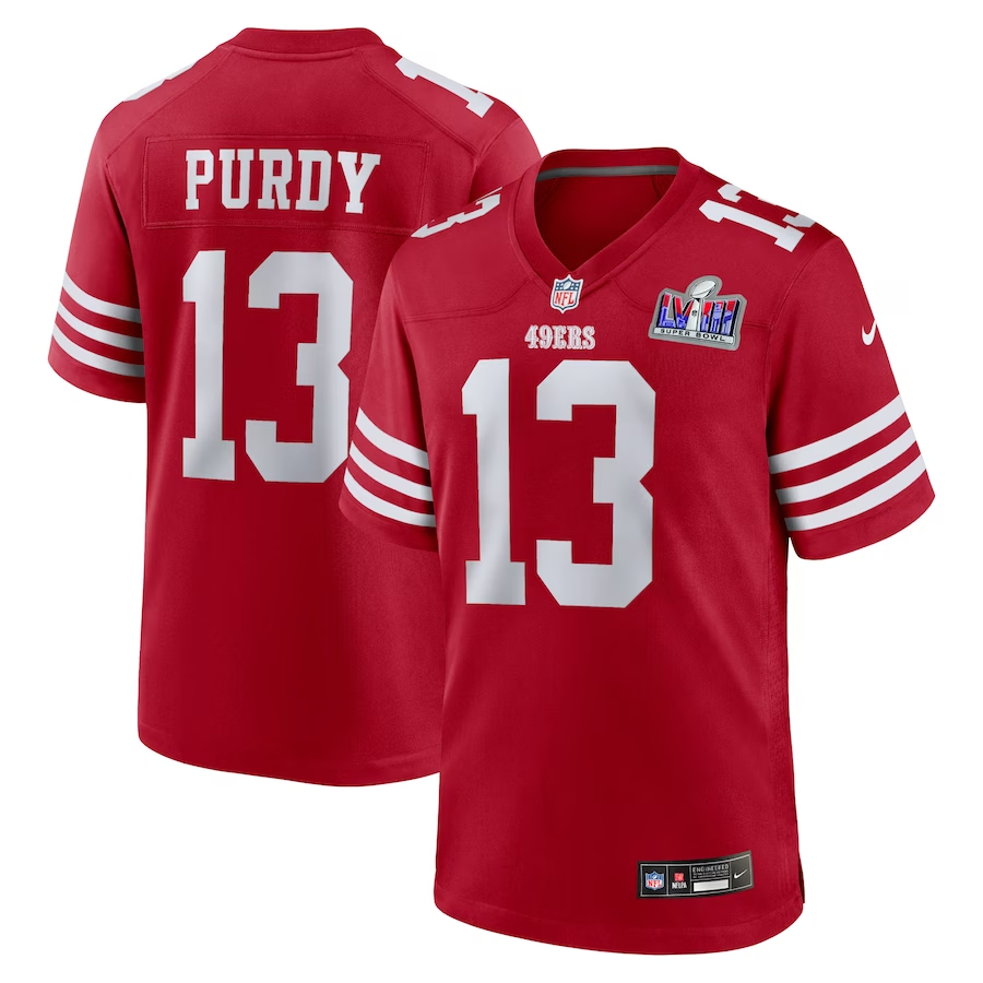Men’s San Francisco 49ers Brock Purdy #13 Scarlet Super Bowl LVIII Jersey