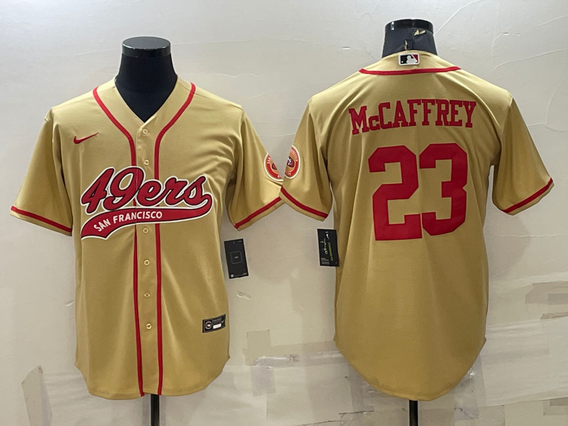 Men’s San Francisco 49ers Christian McCaffrey #23 Gold Jersey Joint Edition
