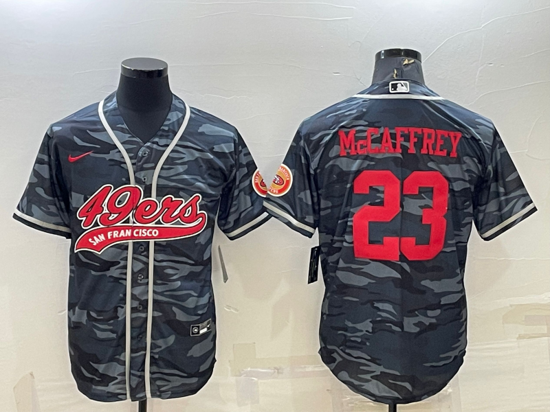 Men’s San Francisco 49ers Christian McCaffrey #23 Grey Camouflage Jersey Joint Edition