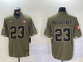 Men’s San Francisco 49ers Christian McCaffrey #23 Olive Salute To Service Limited Jersey