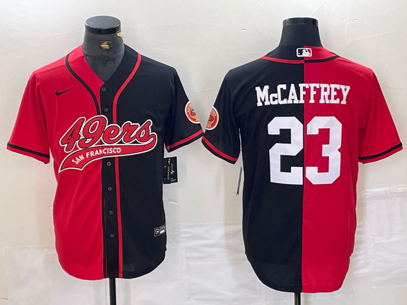 Men’s San Francisco 49ers Christian McCaffrey #23 Red/Black Jersey Joint Edition