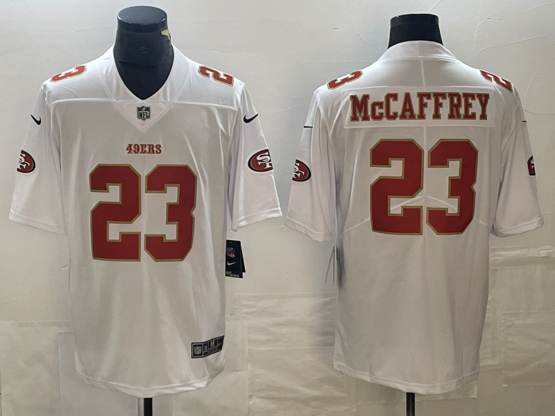 Men’s San Francisco 49ers Christian McCaffrey #23 Tundra White Jersey
