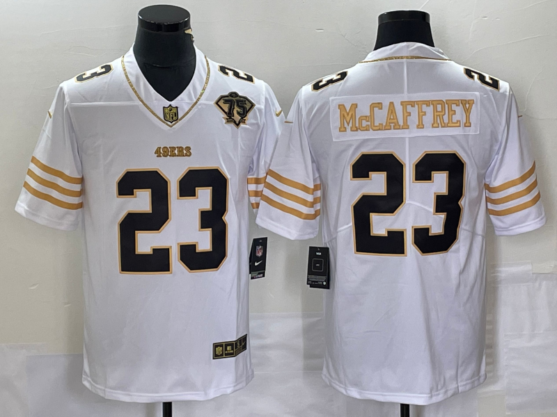 Men’s San Francisco 49ers Christian McCaffrey #23 White Jersey