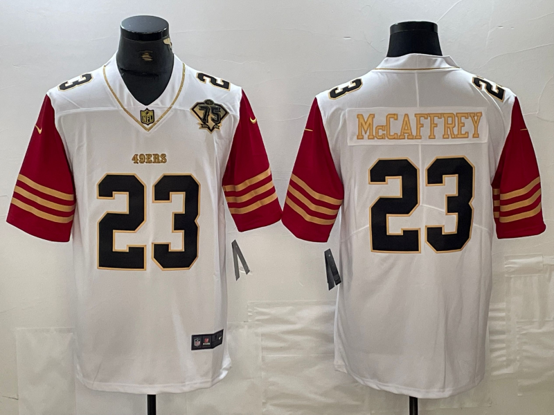 Men’s San Francisco 49ers Christian McCaffrey #23 White Jersey