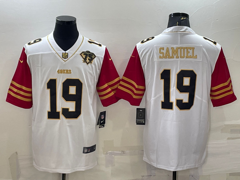 Men’s San Francisco 49ers Deebo Samuel #19 White 75th Anniversary Jersey