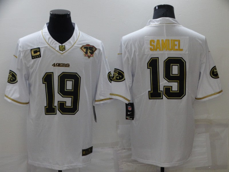 Men’s San Francisco 49ers Deebo Samuel #19 White 75th Anniversary Jersey