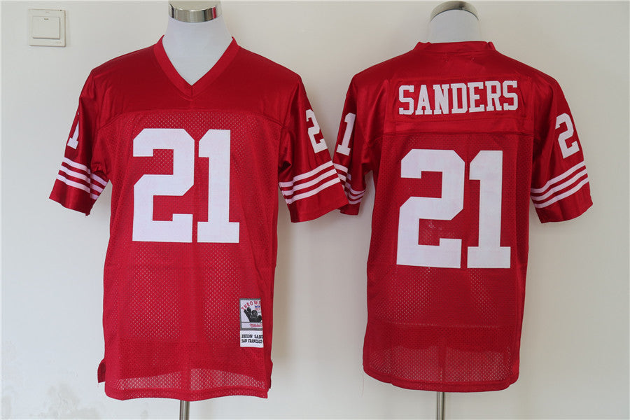 Men’s San Francisco 49ers Deion Sanders Mitchell & Ness Scarlet Legacy Jersey