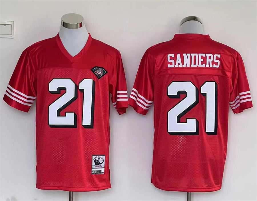 Men’s San Francisco 49ers Deion Sanders Mitchell & Ness Scarlet Legacy Jersey