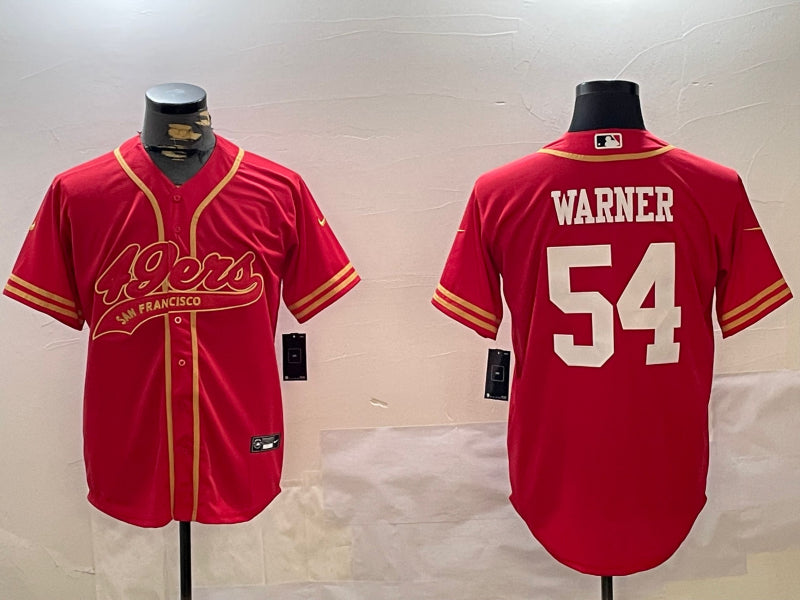 Men’s San Francisco 49ers Fred Warner #54 Scarlet Team Jersey