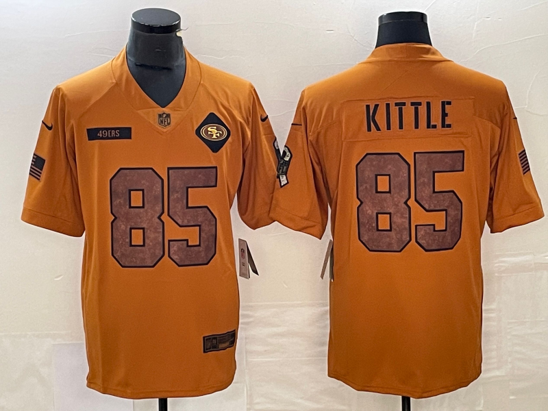 Men’s San Francisco 49ers George Kittle #85 Brown 2023 Salute To Service Limited Jersey