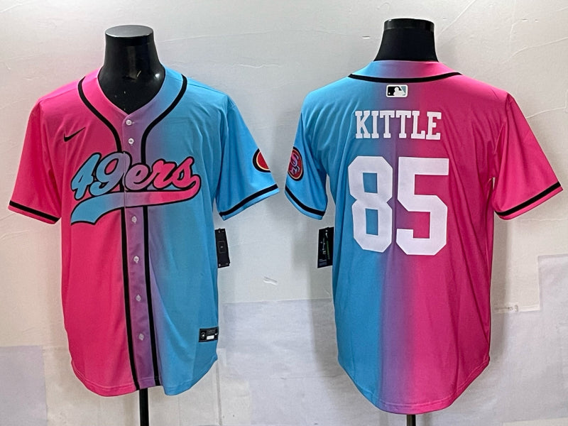 Men’s San Francisco 49ers George Kittle #85 Pink/Blue Jersey