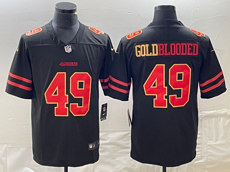 Men’s San Francisco 49ers Gold Blooded #49 Black Jersey