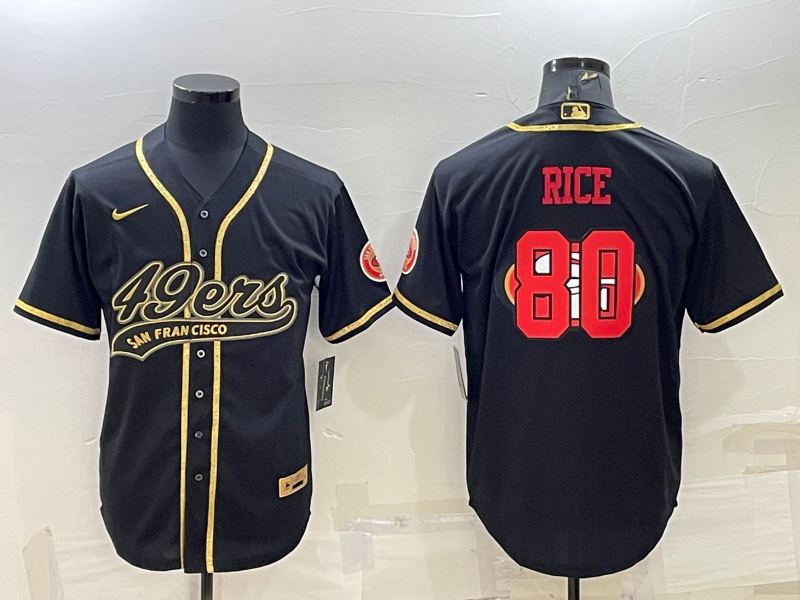 Men’s San Francisco 49ers Jerry Rice #80 Black Jersey Joint Edition