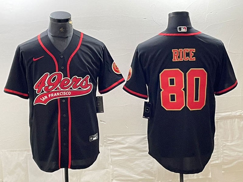 Men’s San Francisco 49ers Jerry Rice #80 Black Jersey Joint Edition