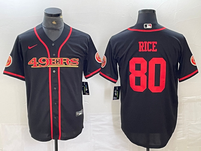 Men’s San Francisco 49ers Jerry Rice #80 Black Joint Edition Jersey