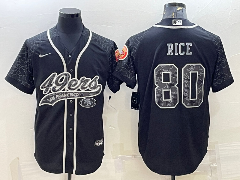 Men’s San Francisco 49ers Jerry Rice #80 Black Retired RFLCTV Limited Jersey Joint Edition