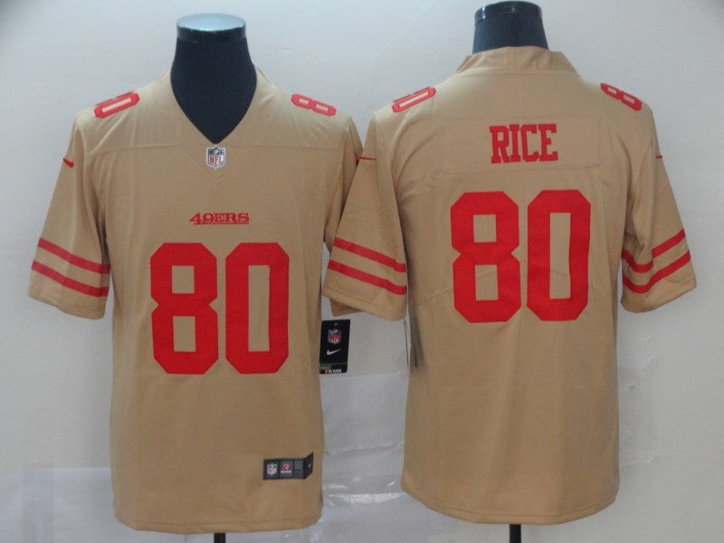 Men’s San Francisco 49ers Jerry Rice #80 Gold Inverted Legend Jersey