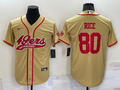 Men’s San Francisco 49ers Jerry Rice #80 Gold Jersey Joint Edition