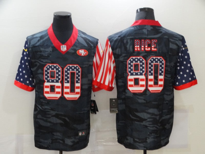 Men’s San Francisco 49ers Jerry Rice #80 Gray Camouflage Jersey