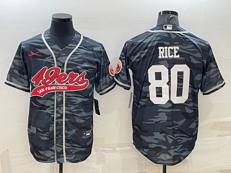 Men’s San Francisco 49ers Jerry Rice #80 Grey Camouflage Jersey Joint Edition