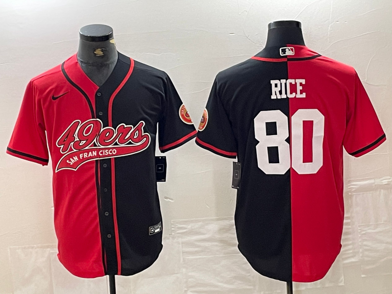 Men’s San Francisco 49ers Jerry Rice #80 Red/Black Jersey Joint Edition