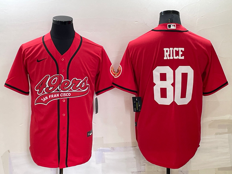 Men’s San Francisco 49ers Jerry Rice #80 Red Jersey Joint Edition