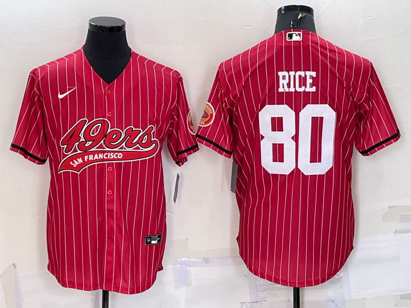 Men’s San Francisco 49ers Jerry Rice #80 Red Jersey Joint Edition