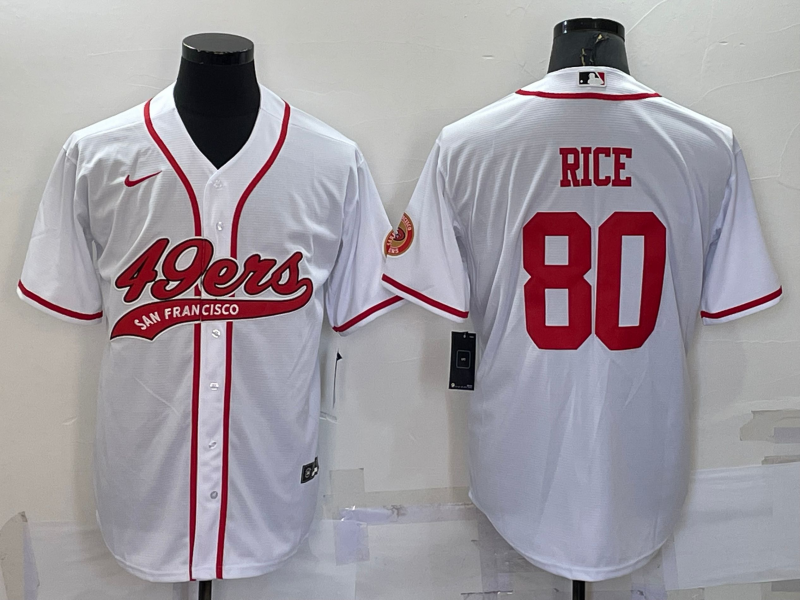 Men’s San Francisco 49ers Jerry Rice #80 White Jersey Joint Edition