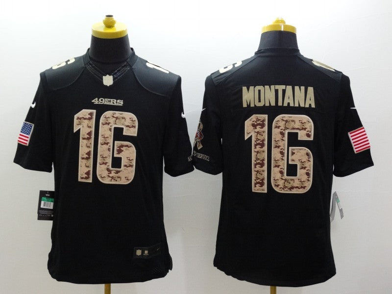 Men’s San Francisco 49ers Joe Montana #16 Black Alternate Jersey