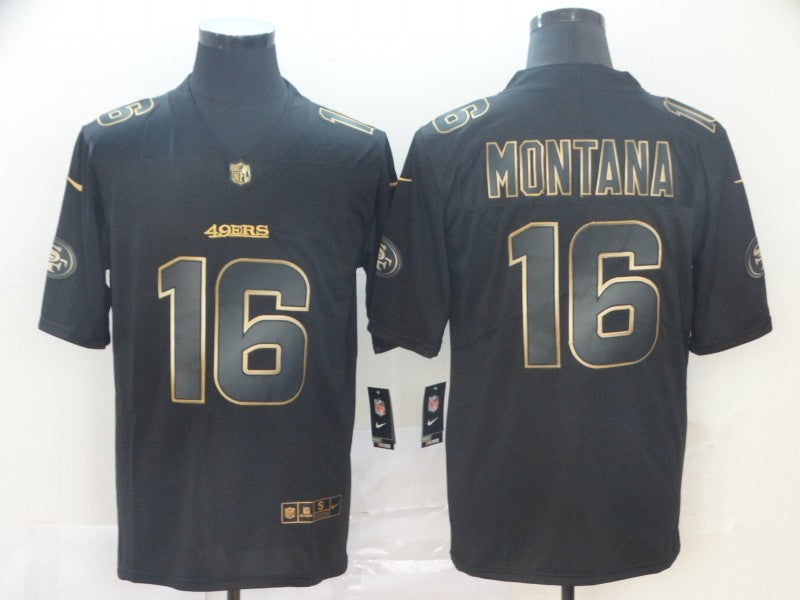 Men’s San Francisco 49ers Joe Montana #16 Black Authentic Jersey