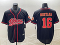 Men’s San Francisco 49ers Joe Montana #16 Black Jersey Joint Edition