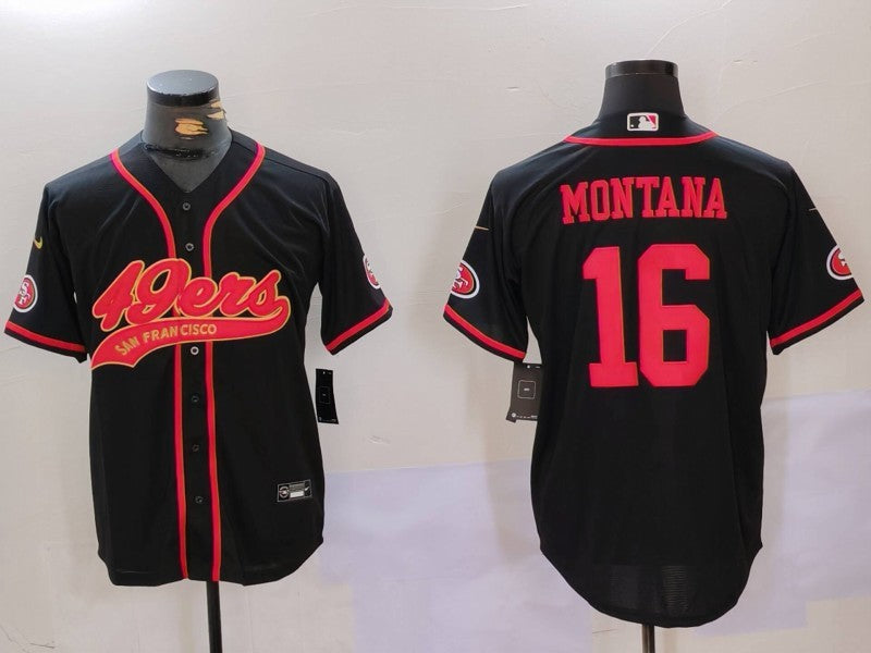 Men’s San Francisco 49ers Joe Montana #16 Black Jersey