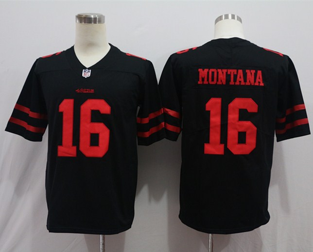 Men’s San Francisco 49ers Joe Montana #16 Black Jersey