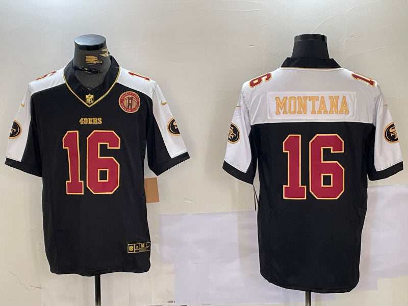 Men’s San Francisco 49ers Joe Montana #16 Black Retired Team Jersey