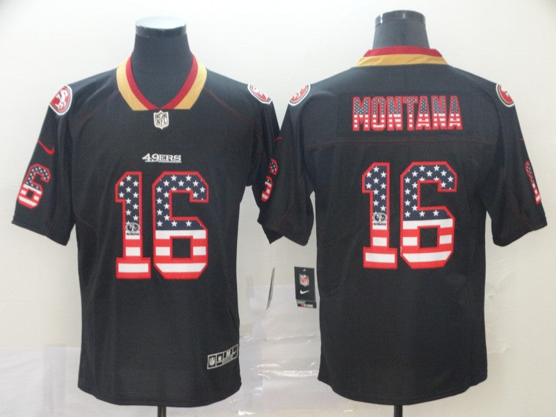 Men’s San Francisco 49ers Joe Montana #16 Black Stitched Jersey