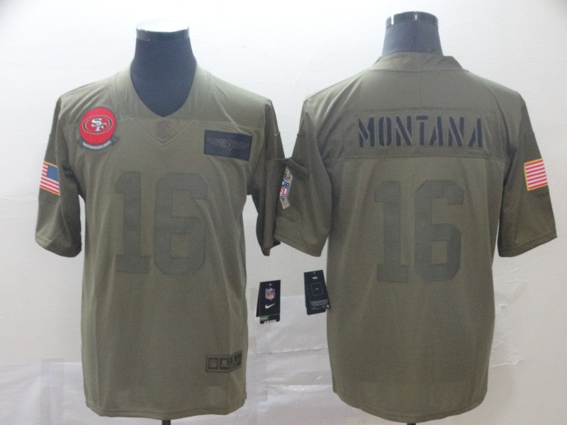 Men’s San Francisco 49ers Joe Montana #16 Brown Jersey