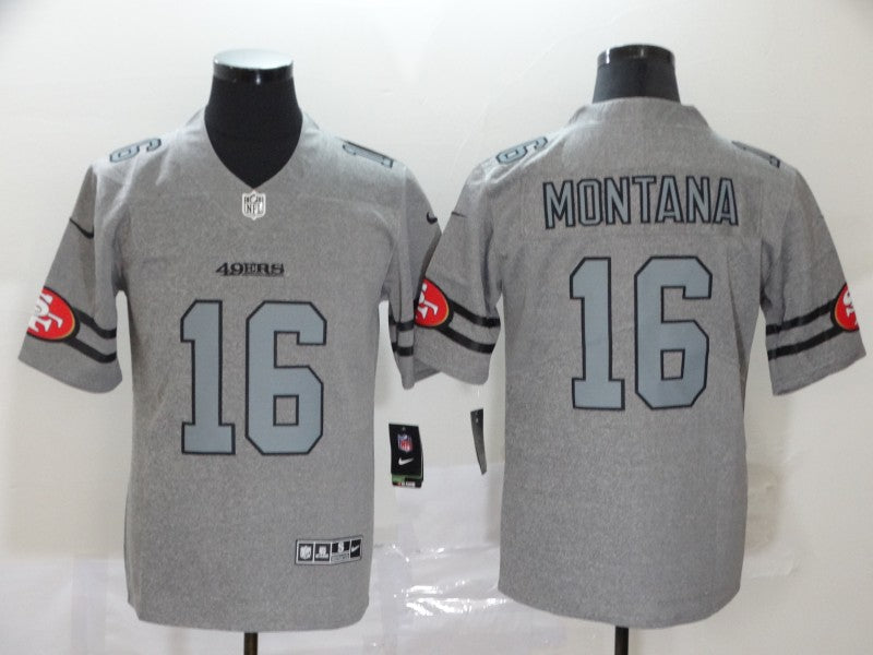 Men’s San Francisco 49ers Joe Montana #16 Gray Jersey